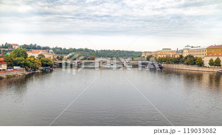 Jiraskuv Most is a road arch bridge across the Vltava River in Prague, Czech Republic Jiraskuv Most is a road arch bridge across the Vltava River in Prague, Czech Republic 119033082
