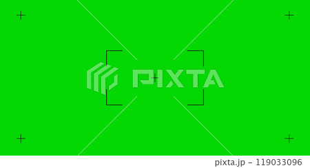 Green screen chroma key background, viewfinder camera frame, video film screen template, overlay. Cinema display with grid. 119033096