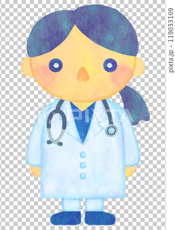 Illustration of a female doctor, full body Illustration of a female doctor, full body 119033109