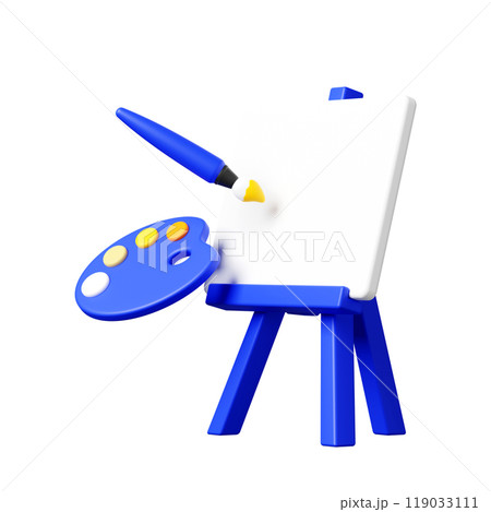 3DCG|キャンバスに絵の具と筆で絵を描く 3DCG|キャンバスに絵の具と筆で絵を描く 119033111