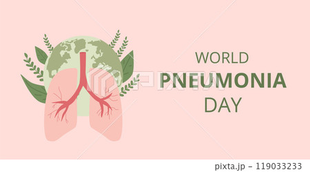 World pneumonia day banner template. Vector flat illustration. 119033233