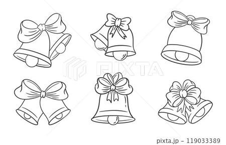 Bells and bow ties for christmas hand drawn 119033389
