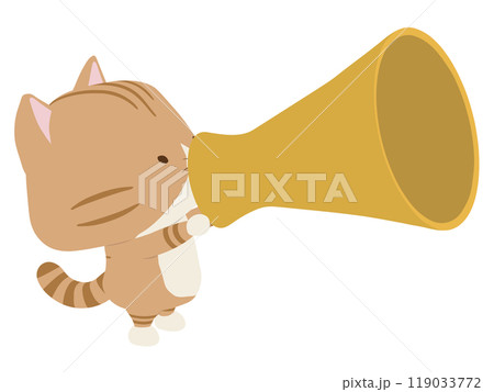 メガホンで話す茶トラ猫 メガホンで話す茶トラ猫 119033772