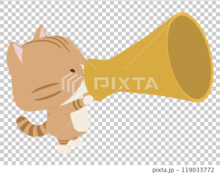 メガホンで話す茶トラ猫 メガホンで話す茶トラ猫 119033772