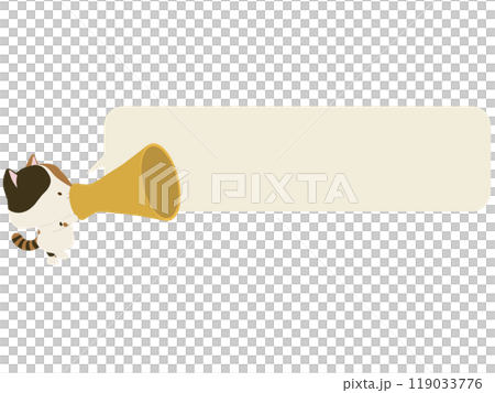 印花布貓用擴音器說話。與演講泡泡 119033776