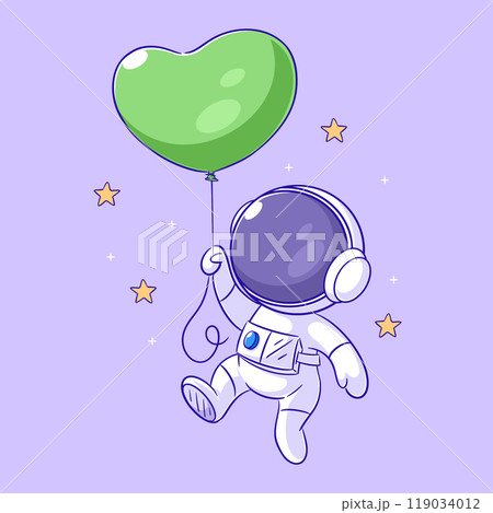 Astronaut is flying with balloon 119034012