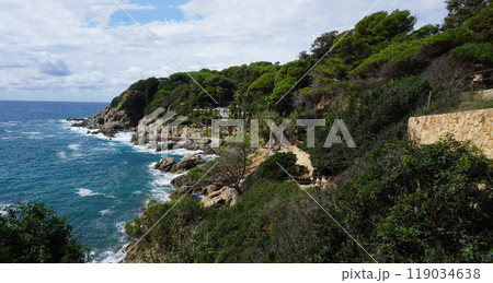 View of the sea coast in Lloret de Mar, Costa Brava, Catalonia, Spain. View of the sea coast in Lloret de Mar, Costa Brava, Catalonia, Spain. 119034638