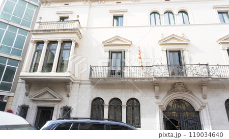 Historical facade of building at Figueres city hall in Catalonia 119034640