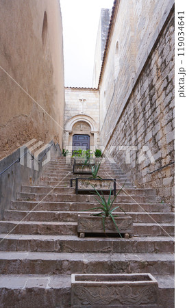 Historical facade of building at Figueres city hall in Catalonia 119034641