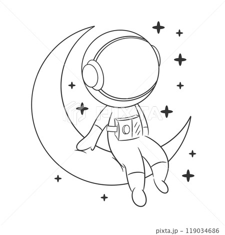 Astronauts are sitting relaxed on the moon for coloring Astronauts are sitting relaxed on the moon for coloring 119034686