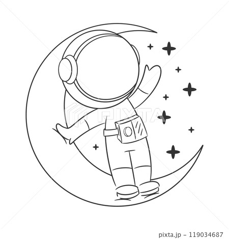 Astronauts are standing relaxed on the moon for coloring Astronauts are standing relaxed on the moon for coloring 119034687