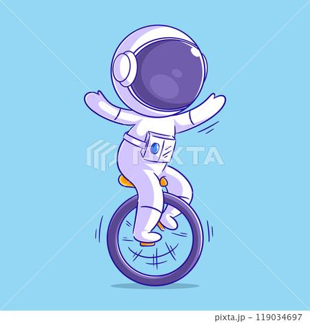 Astronaut is playing on a unicycle 119034697