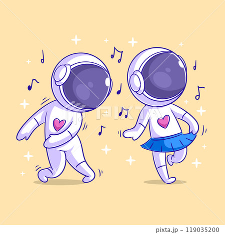Astronaut is dancing with his friend 119035200