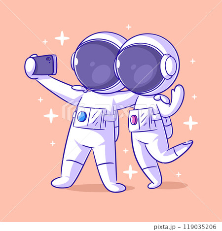 Astronaut taking selfie with his friend 119035206