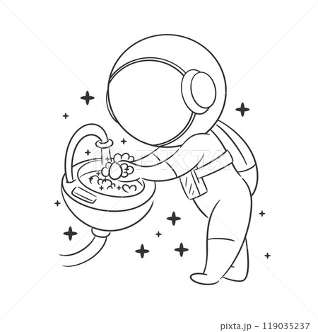 Astronaut washing his hands in the sink for coloring Astronaut washing his hands in the sink for coloring 119035237