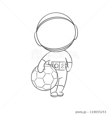 Astronaut invites to play soccer for coloring 119035253