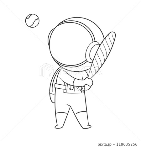 Astronaut is playing very good baseball for coloring 119035256
