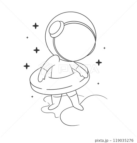 Astronaut is wearing a swim balloon for coloring Astronaut is wearing a swim balloon for coloring 119035276