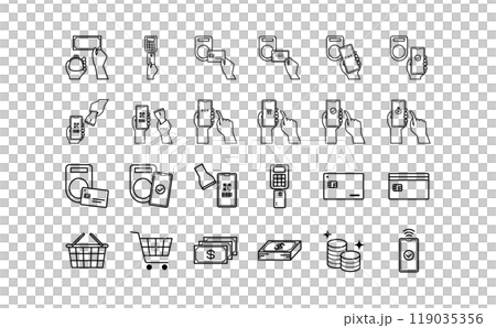 Black payment line icon set 119035356