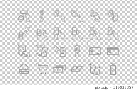 灰色付款線繪圖圖示集 灰色付款線繪圖圖示集 119035357