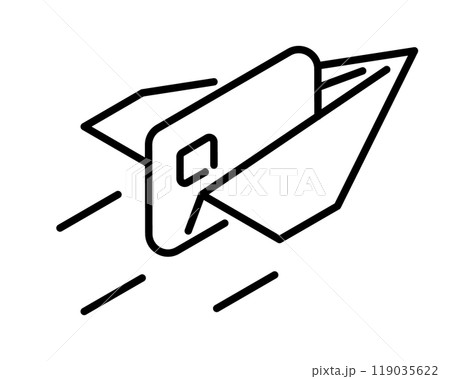 Icon paper airplane with bank card.  119035622