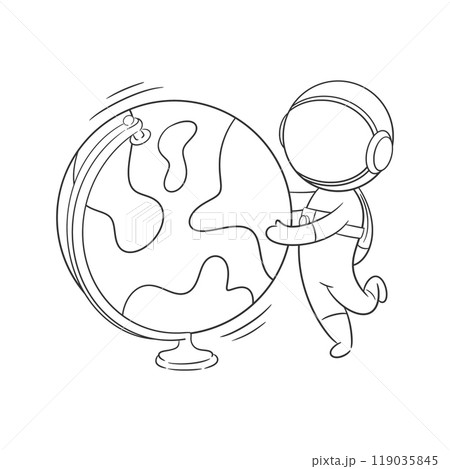 Astronaut is beside the globle ball for coloring 119035845