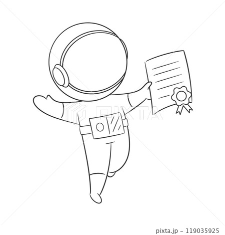Astronaut is carrying a graduation letter for coloring Astronaut is carrying a graduation letter for coloring 119035925