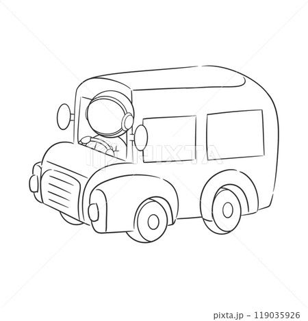 Astronaut is driving a school bus for coloring Astronaut is driving a school bus for coloring 119035926