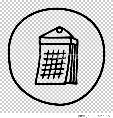 Doodle calendar schedule icon or logo, hand drawn with thin black line. Doodle calendar schedule icon or logo, hand drawn with thin black line. 119036009