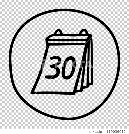Doodle calendar end month icon or logo, hand drawn with thin black line. Doodle calendar end month icon or logo, hand drawn with thin black line. 119036012