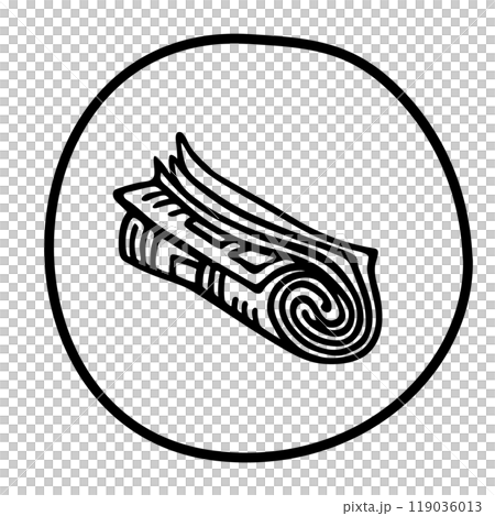 Doodle newspaper icon or logo, hand drawn with thin black line Doodle newspaper icon or logo, hand drawn with thin black line 119036013
