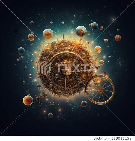 Celestial Cycles - Bicycle with Wheels of Celestial Bodies 119036155