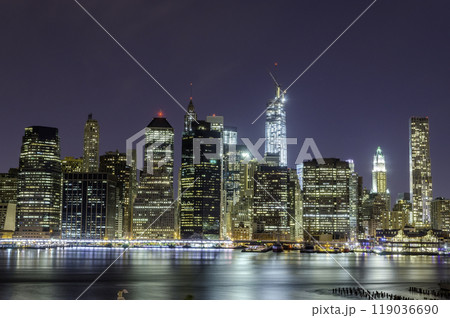 Manhattan skyline at night, New York City, USA 119036690