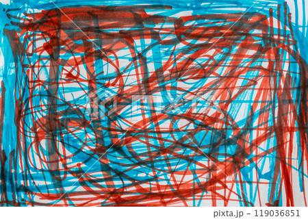 An abstract with overlapping blue and red strokes forming a chaotic, dynamic pattern. An abstract with overlapping blue and red strokes forming a chaotic, dynamic pattern. 119036851