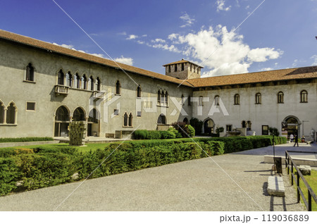 Inner Castle Courtyard of Castelvecchio, Verona, Italy Inner Castle Courtyard of Castelvecchio, Verona, Italy 119036889