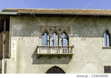 Ancient balcony of Castelvecchio, Verona, Italy 119036890