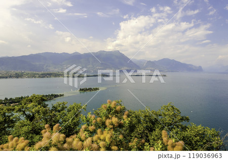 Aerial view from the Manerba Rock on Lake Garda, Italy Aerial view from the Manerba Rock on Lake Garda, Italy 119036963