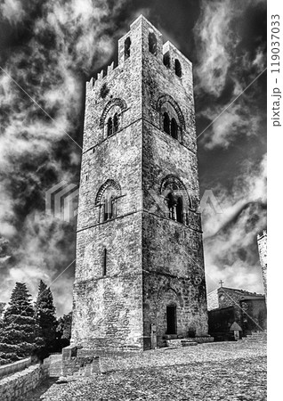 Bell tower of the Cathedral of Erice, Sicily, Italy Bell tower of the Cathedral of Erice, Sicily, Italy 119037033