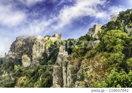 View over medieval Castle of Venus in Erice, Sicily, Italy 119037042