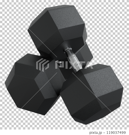 Blank Two Hex Dumbbells, weightlifting gym equipment 119037499