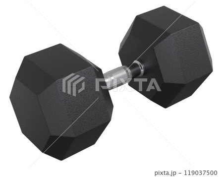Blank Hex Dumbbell, weightlifting gym equipment side view Blank Hex Dumbbell, weightlifting gym equipment side view 119037500