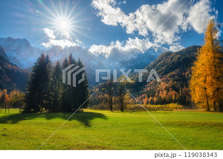 Mountains at beautiful sunset in summer. Colorful landscape 119038343