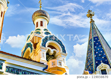 Saint Nicholas Cathedral, Russian Orthodox church, neo-Russian style located in Nice, France 119038670