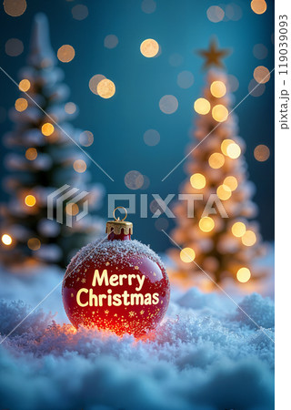 Christmas tree with lights and snowflakes. 119039093