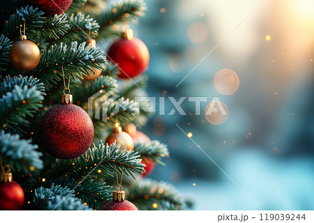 Beautiful Christmas tree with ornaments. 119039244