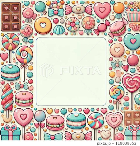 チョコレートやキャンディ模様の壁紙フレーム チョコレートやキャンディ模様の壁紙フレーム 119039352