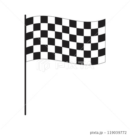 Wavy race flag with checkered pattern isolated on white background. Start or finish symbol on sport car competitions. Rally or motocross props. Victory, trophy or success sign. Vector illustration Wavy race flag with checkered pattern isolated on white background. Start or finish symbol on sport car competitions. Rally or motocross props. Victory, trophy or success sign. Vector illustration 119039772