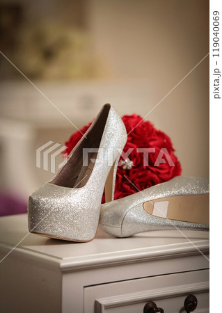 Stylish and fashionable pair of woman high heels shoes, perfect for successful modern woman for socialite and sociable sophisticated woman fashion and style concepts Stylish and fashionable pair of woman high heels shoes, perfect for successful modern woman for socialite and sociable sophisticated woman fashion and style concepts 119040069