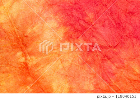 黄色と赤の日本の伝統もみ染和紙の背景 黄色と赤の日本の伝統もみ染和紙の背景 119040153