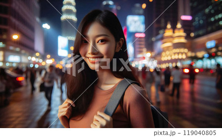 マレーシア ペトロナスツインタワーと地元の美女 マレーシア ペトロナスツインタワーと地元の美女 119040805